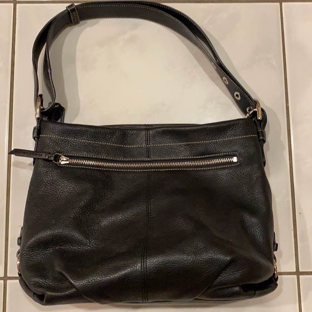 Coach Pebbled Leather hobo shoulder bag black